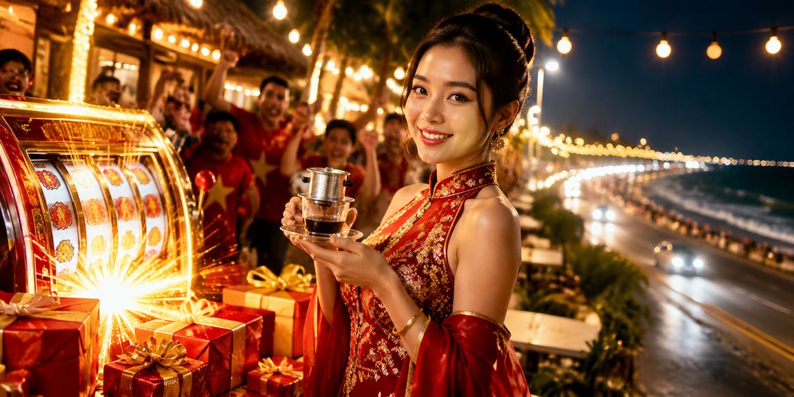 Người chơi slots jackpot trực tuyến tại Phan Thiết bên tách cà phê buổi sáng